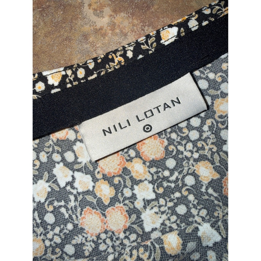 Nili Lotan x Target Floral Maxi Skirt Black Orange Ditsy Print Side Slit Size 0